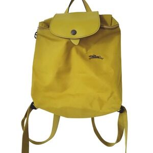 Longchamp Le Pliage Backpack Mustard Yellow Nylon Leather L1699619P19 Womens